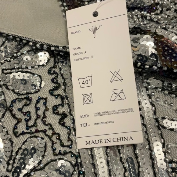 NWT Uijiu Women’s Silver 1920s Reproduction Dress Size XS - Picture 11 of 11